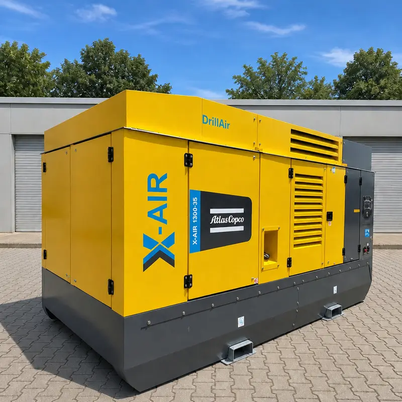 Atlas Copco X-Air 1300 35 Büyük Mobil Dizel Kompresör 412kW 35Bar Delme Orijinal